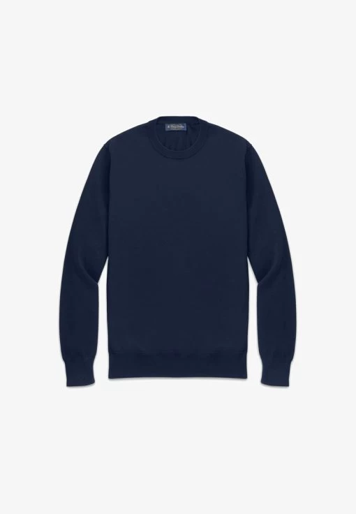 SUPIMA CREWNECK - Strickpullover - Navy -Brooks Geschäft 24af122e2fd94c5f8b0f00c7d7f18656