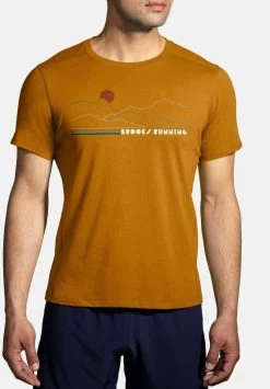 BROOKS DISTANCE SHORT SLEEVE 2.0 - T-Shirt Print - Ochre Br Mountain Run -Brooks Geschäft 325791e88fad4036808b9430c91bb2db 1