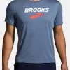 DISTANCE GRAPHIC SHORT SLEEVE - T-Shirt Print - Heather Dusk Brooks Logo