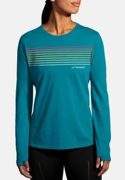 BROOKS DISTANCE LONG SLEEVE 2.0 - Langarmshirt - Htr Lagoon Gradient Stripe -Brooks Geschäft 4db7ffd174b14ae9b0f592a8d27acfe8 1