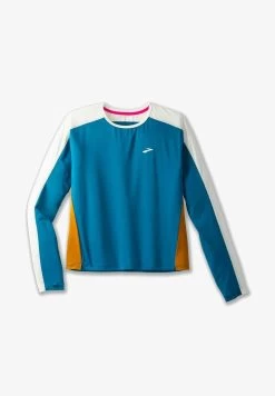 BROOKS SPRINT FREE LONG SLEEVE 2.0 - Langarmshirt - Pacific Lightest Sky/ochre -Brooks Geschäft 7ee7b3094a8e4b1c8f0b5e29568968bb
