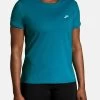 BROOKS DISTANCE SHORT SLEEVE 2.0 - T-Shirt Print - Htr Lagoon