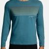 BROOKS DISTANCE LONG SLEEVE 2.0 - Langarmshirt - Htr Slate Blue Gradient Stripe