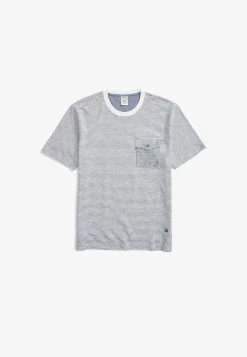 STRIPED SLUB POCKET - T-Shirt Print - Cadet Blue Stripes