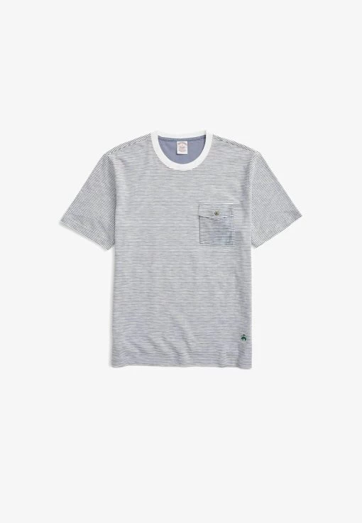 STRIPED SLUB POCKET - T-Shirt Print - Cadet Blue Stripes -Brooks Geschäft bcb194ce3f3349a190902c98308f762b