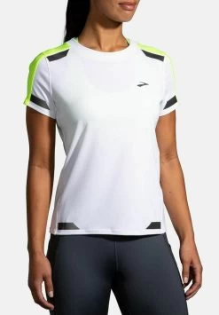 BROOKS RUN VISIBLE SHORT SLEEVE - T-Shirt Print - White Nightlife