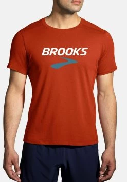 DISTANCE SHORT SLEEVE 2.0 - T-Shirt Print - Htr Red Clay Brooks Logo